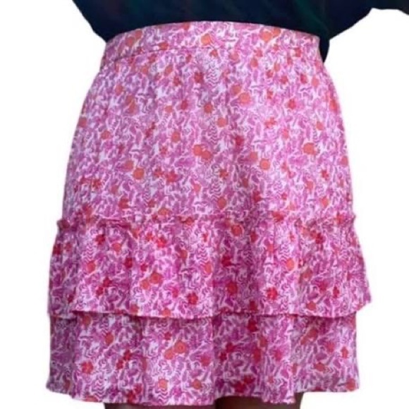 J.Crew Pink and Orange Floral Tiered Mini Skirt - Picture 1 of 7